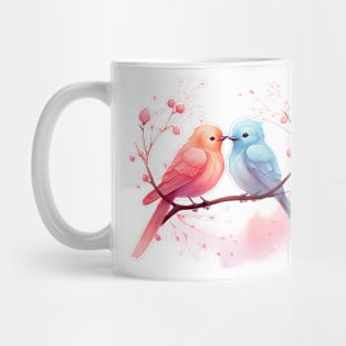 Valentine Kissing Nightingale Bird Couple Mug